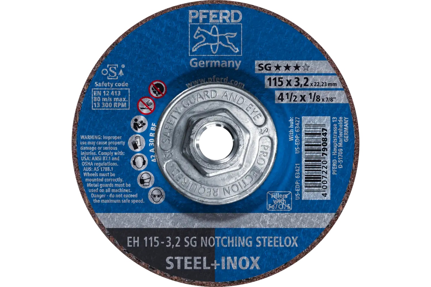 Picture of Pferd Grinding Wheel, 4-1/2" X 1/8 X 5/8-11, Sg Notching Steelox, T27, Aluminum Oxide